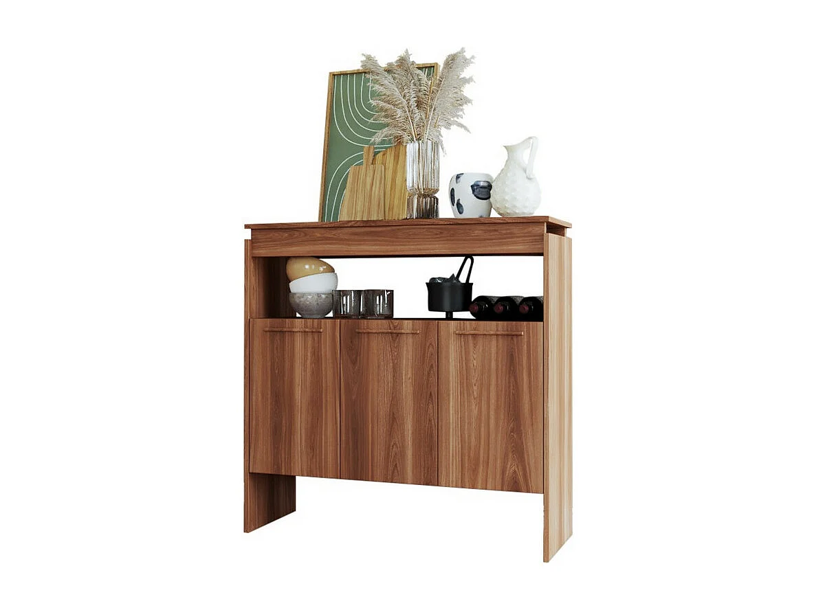 Comptoir BAR 3 Portes 3 Niches Châtaignier FLOAT L 90 H 90 P 29.5 cm