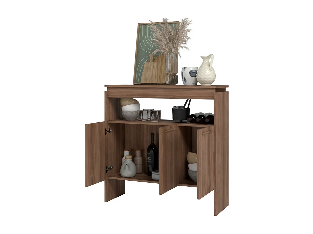 Comptoir BAR 3 Portes 3 Niches Châtaignier FLOAT L 90 H 90 P 29.5 cm