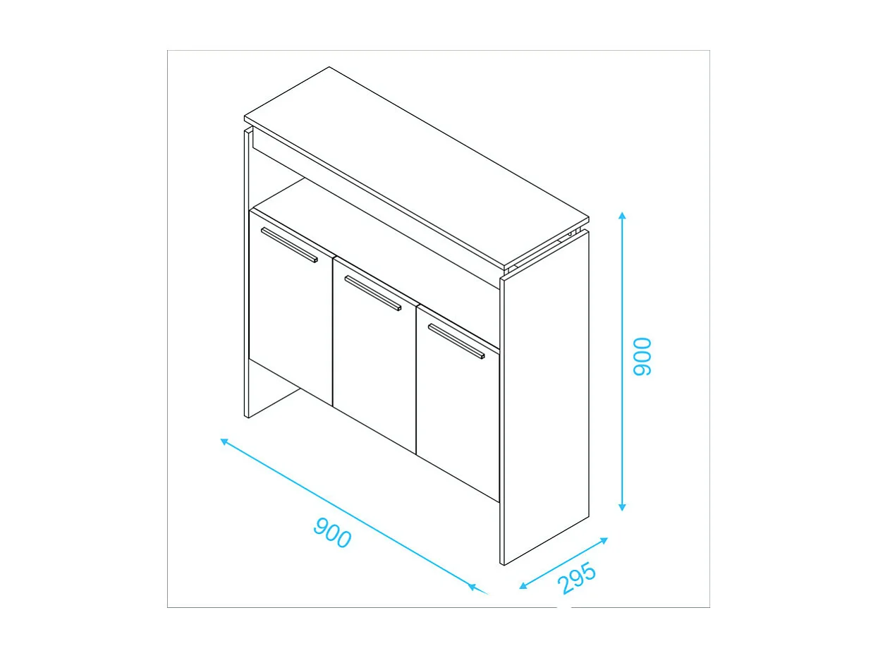 Comptoir BAR 3 Portes 3 Niches Châtaignier FLOAT L 90 H 90 P 29.5 cm