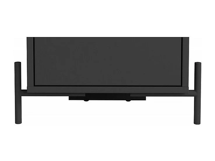 Chevet Noir 1 Tiroir 1 Niche Pieds Métal L 45 H 56 P 35 cm