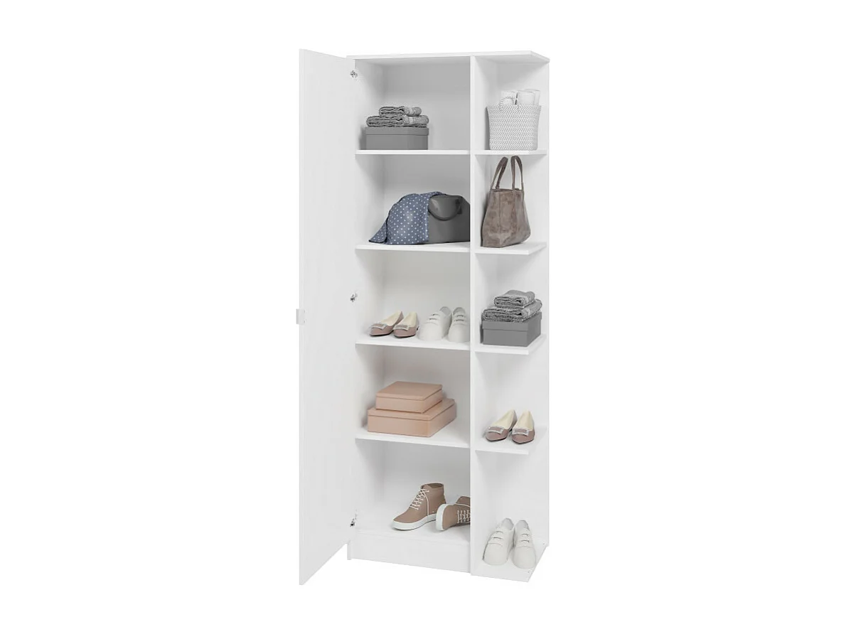 Lingère Meuble à Chaussures 15 Paires 1 Porte 10 Niches Blanc