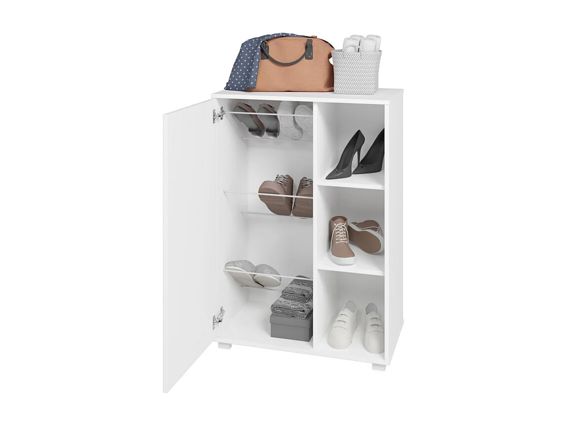 Armoirette 1 Porte 6 Niches 9 Paires Blanc L 67.5 H 96.5 P 35 cm