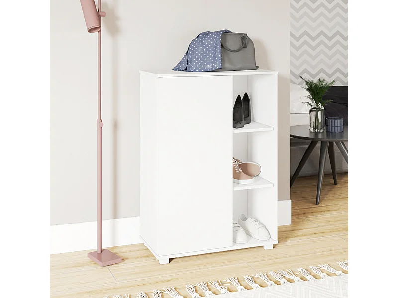 Armoirette 1 Porte 6 Niches 9 Paires Blanc L 67.5 H 96.5 P 35 cm