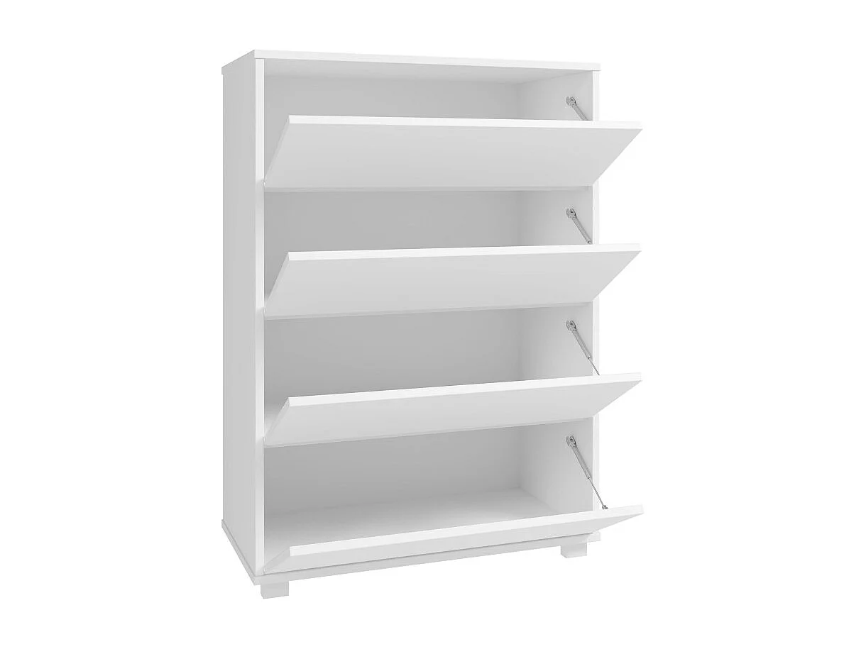 Commode à Chaussures 12 Paires 4 Abattants Blanc