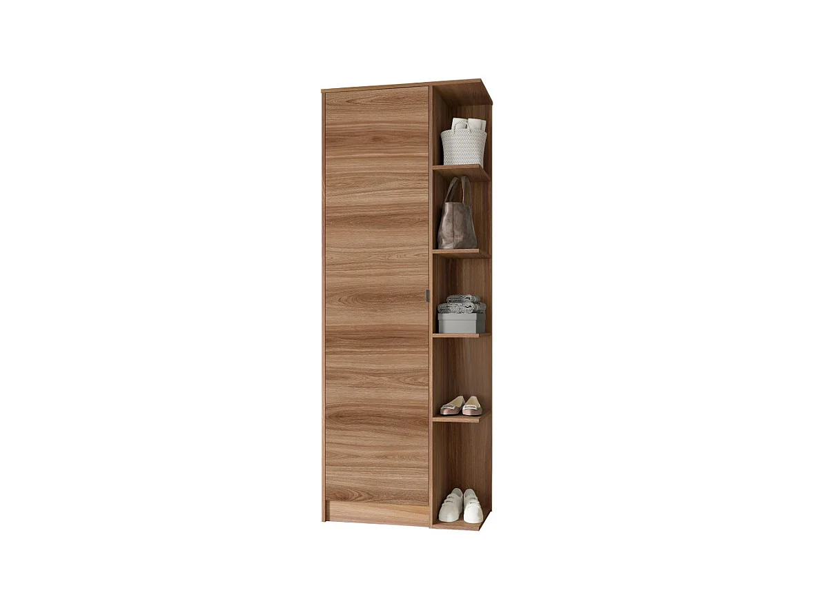 Lingère Meuble à Chaussures 15 Paires 1 Porte 10 Niches Châtaignier