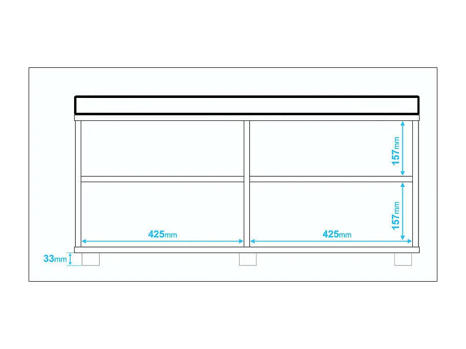 Meuble d'Entrée Meuble bout de Lit 1 Porte 4 Niches Blanc L 90 H 42.5 P 35 cm