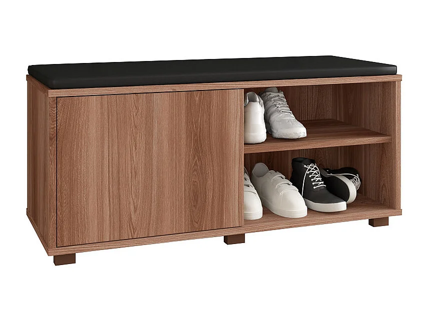 Meuble d'Entrée Meuble bout de Lit 1 Porte 4 Niches Châtaignier L 90 H 42.5 P 35 cm