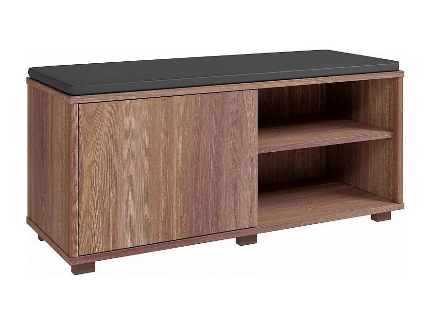 Meuble d'Entrée Meuble bout de Lit 1 Porte 4 Niches Châtaignier L 90 H 42.5 P 35 cm