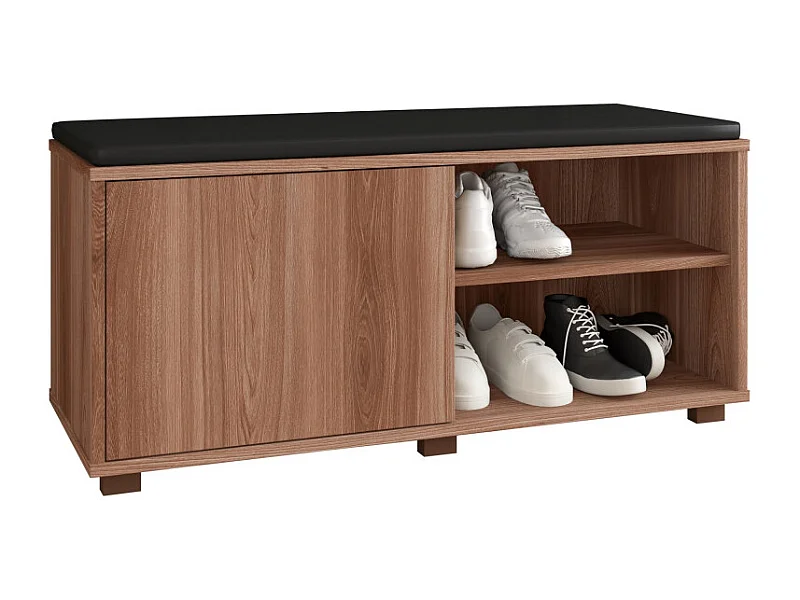 Meuble d'Entrée Meuble bout de Lit 1 Porte 4 Niches Châtaignier L 90 H 42.5 P 35 cm