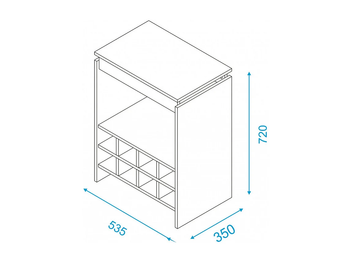 Console - Meuble BAR Châtaignier Rangement 8 Bouteilles FLOAT L 53.5 H 72 P 35 cm