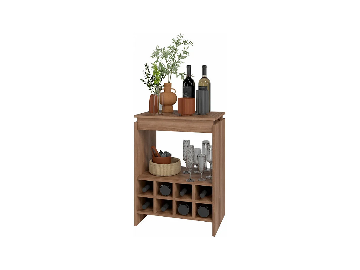 Console - Meuble BAR Châtaignier Rangement 8 Bouteilles FLOAT L 53.5 H 72 P 35 cm