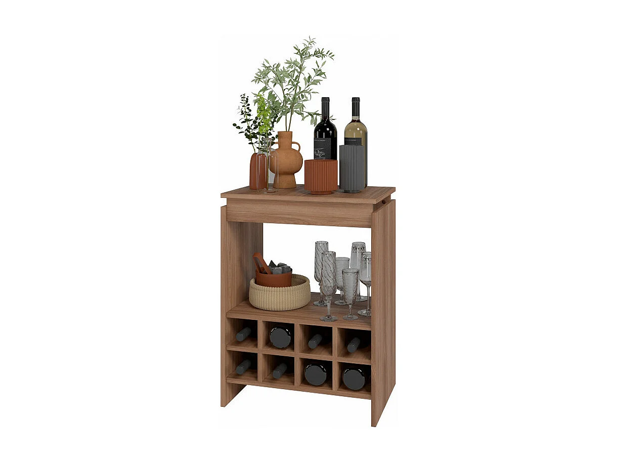 Console - Meuble BAR Châtaignier Rangement 8 Bouteilles FLOAT L 53.5 H 72 P 35 cm