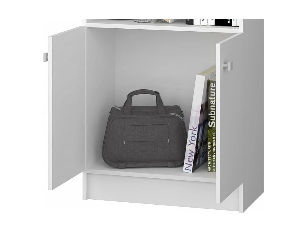 Bibliothèque 2 Portes Blanche 5 Niches L 61.5 H 182.5 P 30.5 cm