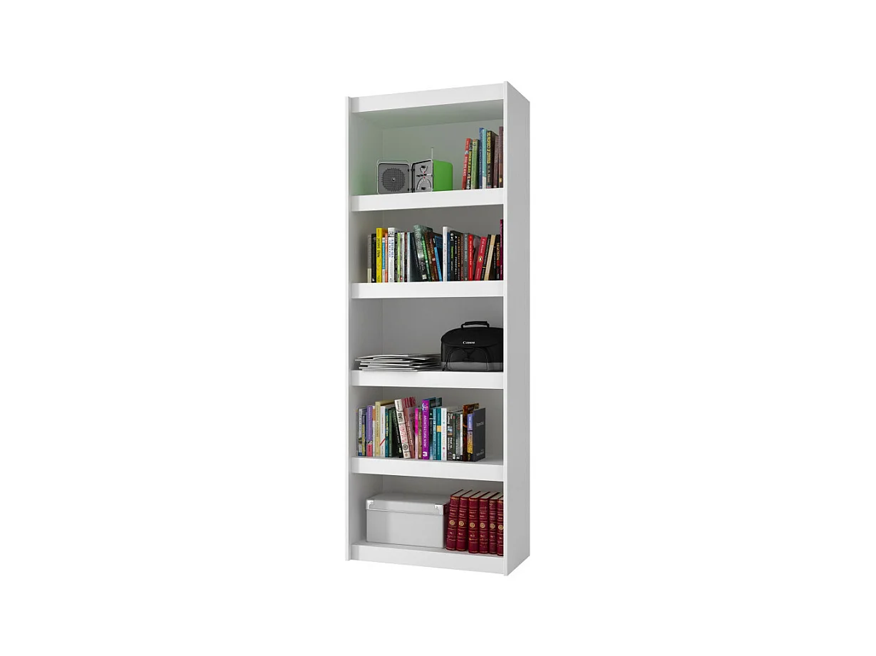 Bibliothèque Bookcase Blanc 6 Niches Largeur 70 cm