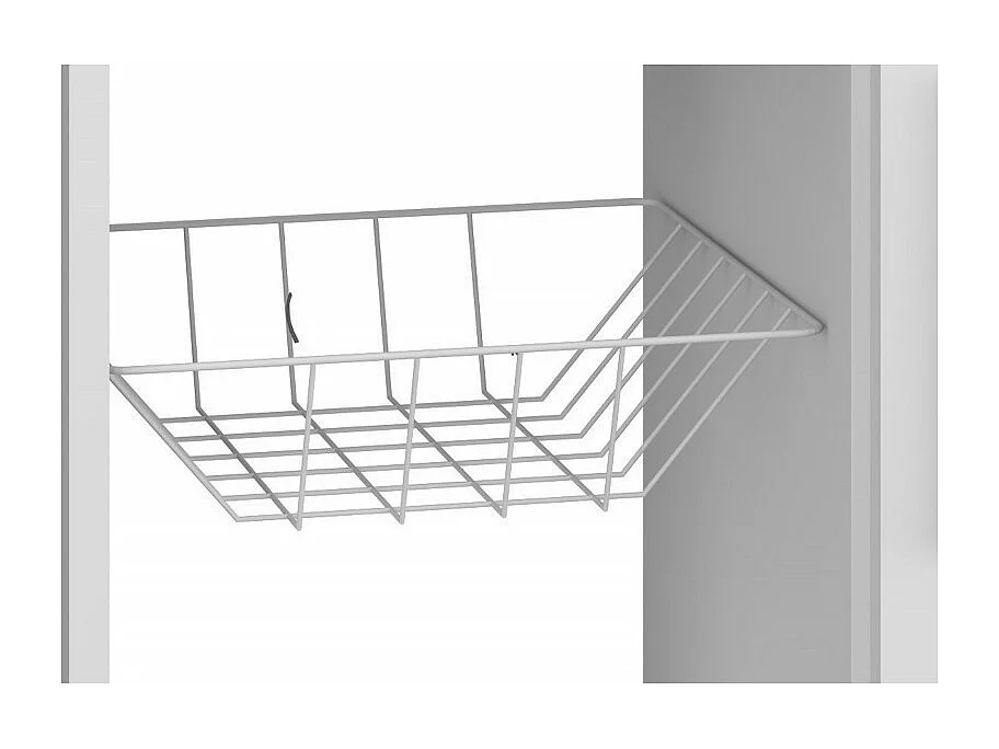 Desserte de Cuisine Micro-Onde Blanche 1 Porte 1 Panier Métal
