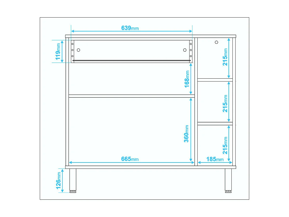 Meuble de Cuisine 2 Portes 1 Tiroir 5 Niches Blanc 90 cm