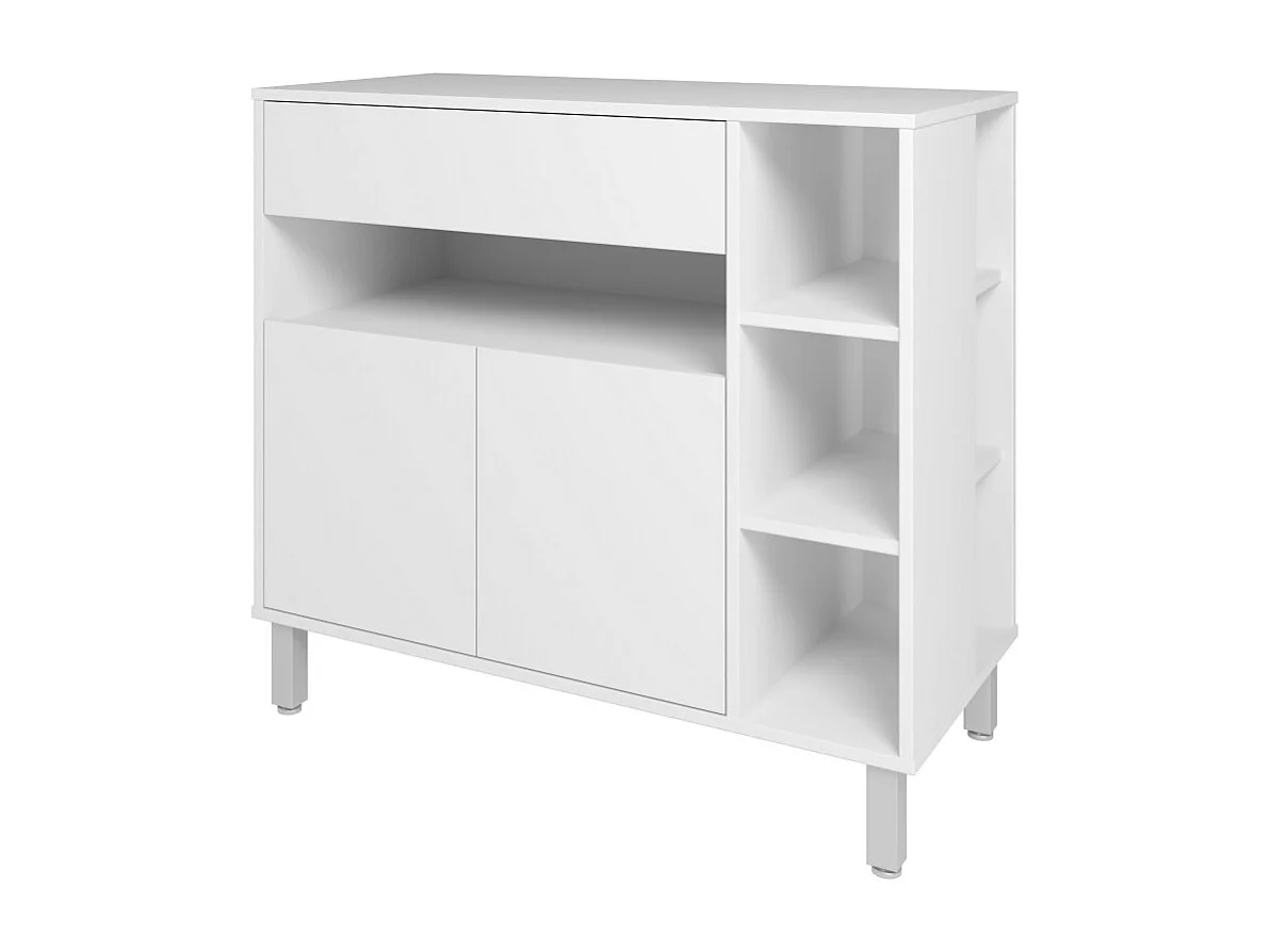 Meuble de Cuisine 2 Portes 1 Tiroir 5 Niches Blanc 90 cm