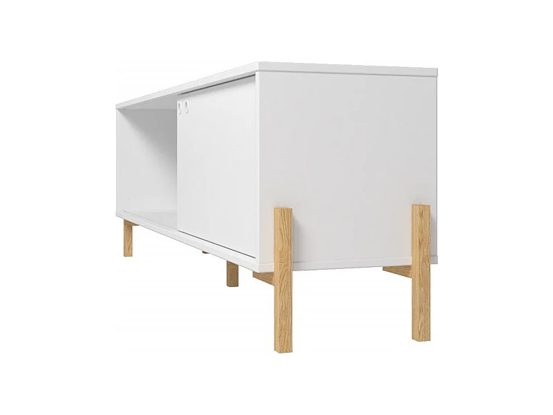 Meuble TV 65 Pouces Blanc 1 Porte Coulissante 2 Niches