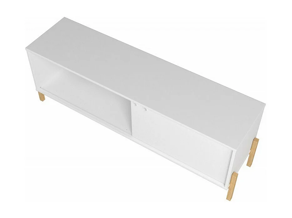 Meuble TV 65 Pouces Blanc 1 Porte Coulissante 2 Niches