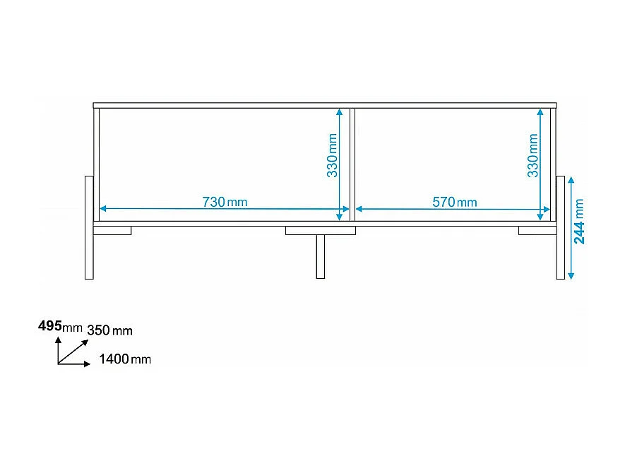 Meuble TV 65 Pouces Blanc 1 Porte Coulissante 2 Niches