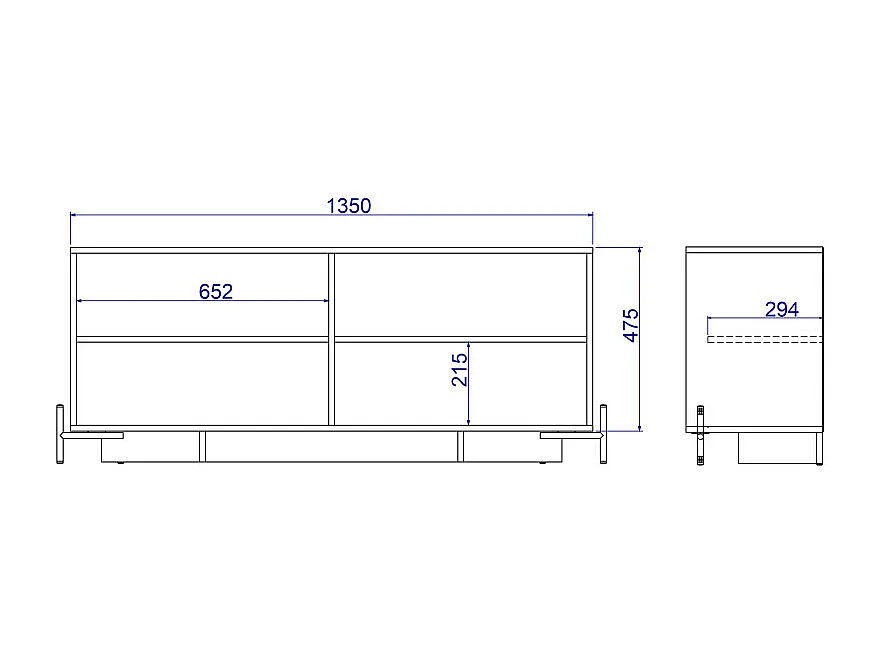 Meuble TV Bar 60 Pouces Noir 1 Porte 4 Niches Pieds Métal Ronds L 142 H 56 P 35 cm