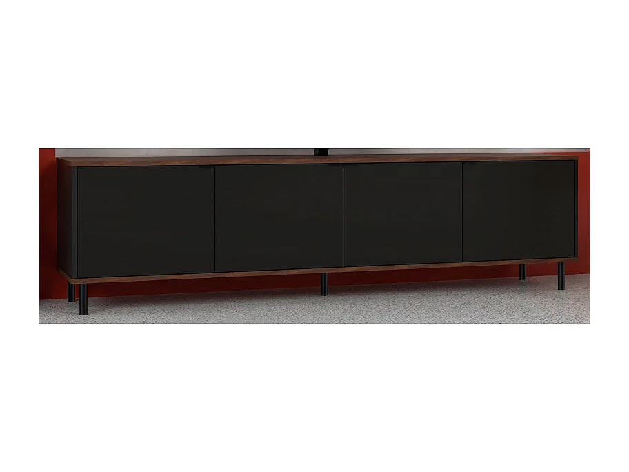 Meuble TV BAR 70 Pouces 3 Portes 3 Niches Châtaignier Noir