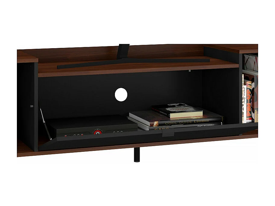 Meuble TV BAR 70 Pouces 3 Portes 3 Niches Châtaignier Noir