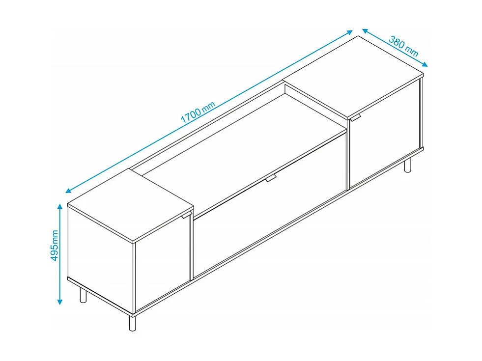 Meuble TV BAR 70 Pouces 3 Portes 3 Niches Châtaignier Noir