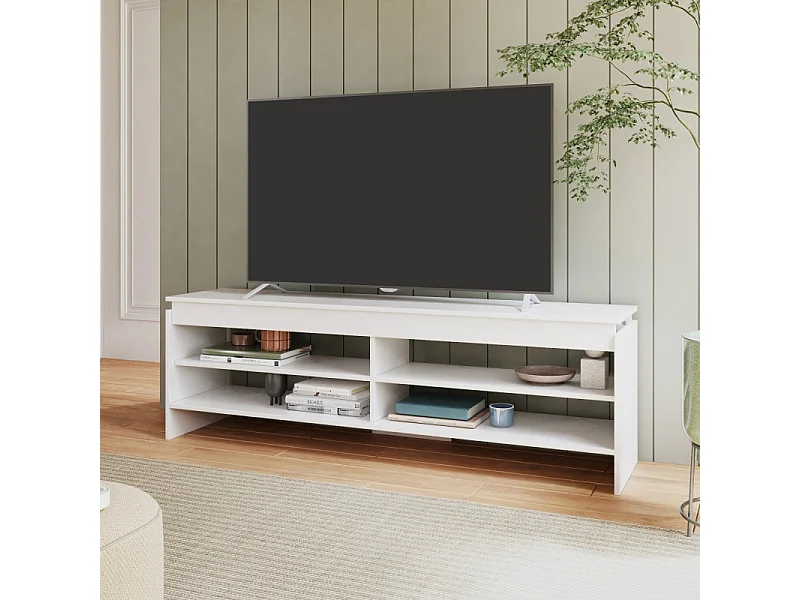Meuble TV 65 Pouces Blanc 5 Niches 153 cm