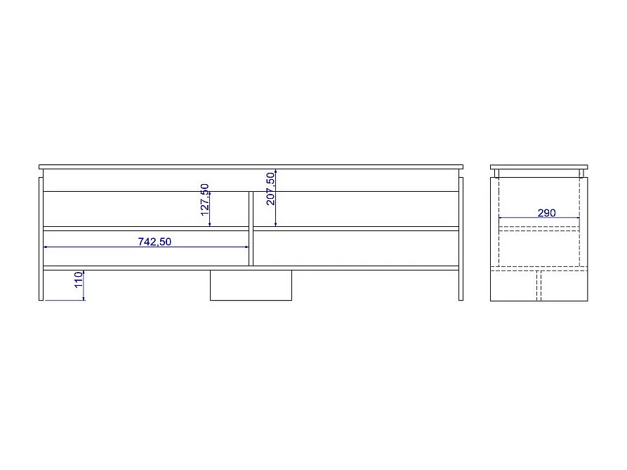 Meuble TV 65 Pouces Blanc 5 Niches 153 cm