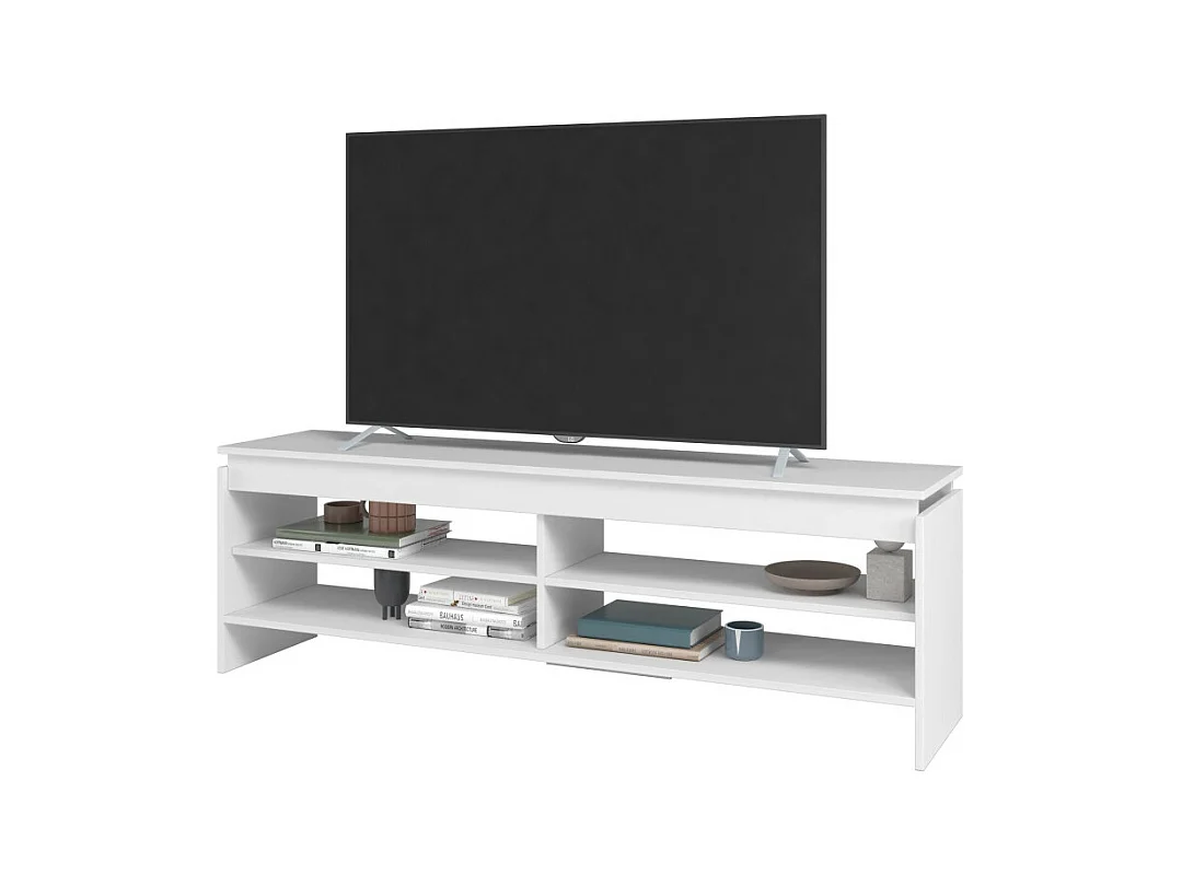 Meuble TV 65 Pouces Blanc 5 Niches 153 cm