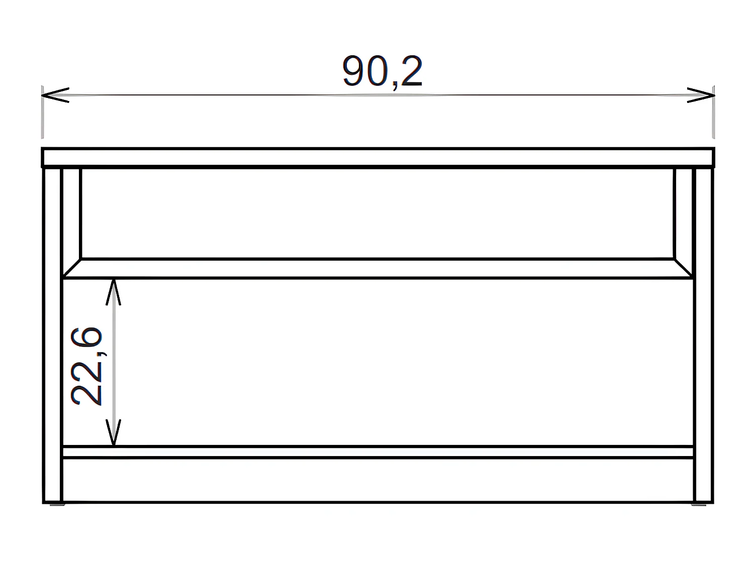 Table Basse Rectangle 90 cm Vitrée Chêne et Taupe L 90.2 H 47.5 P 60 cm