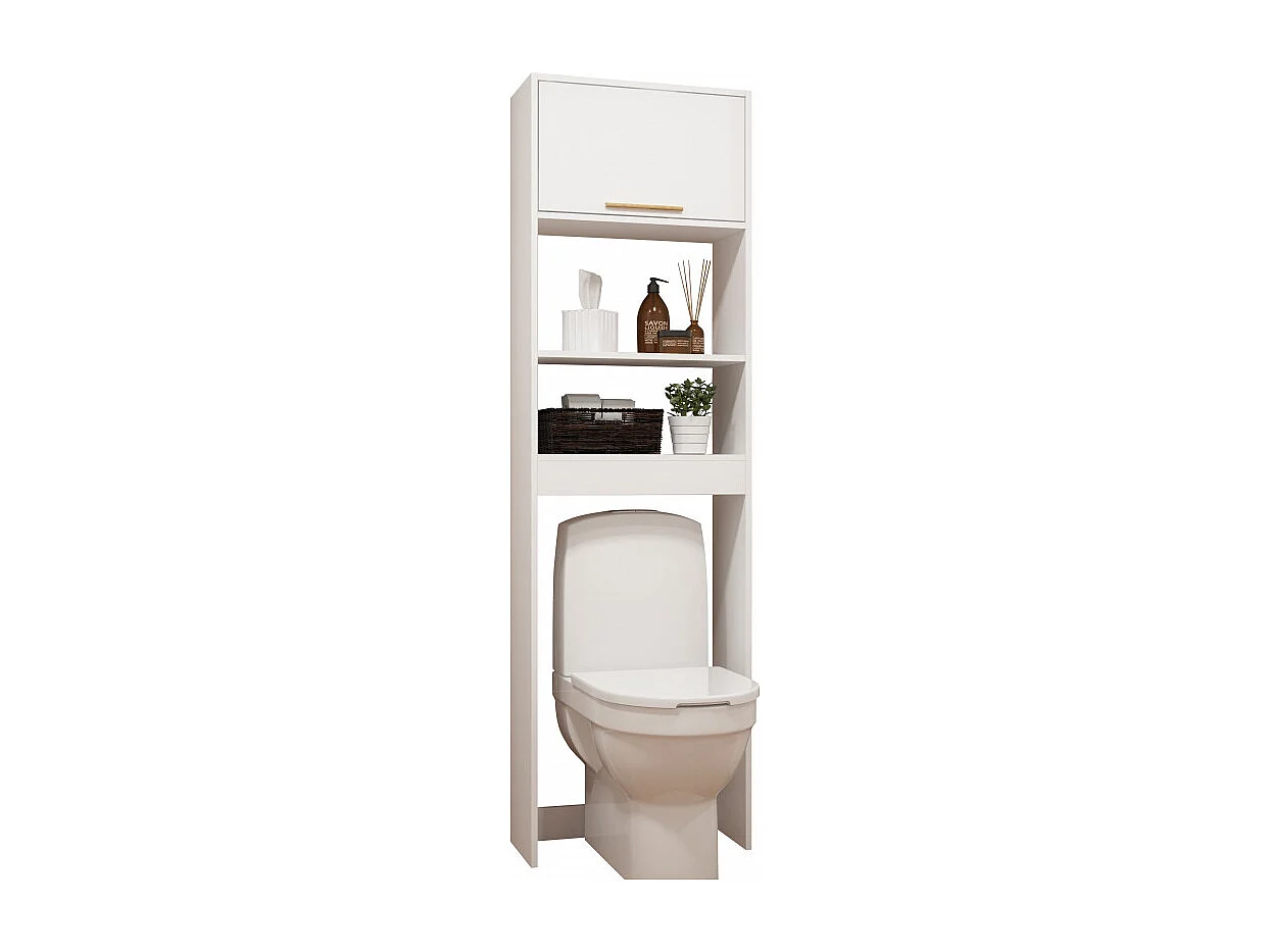 Meuble WC Blanc 1 Abattant 182 cm 4 Niches