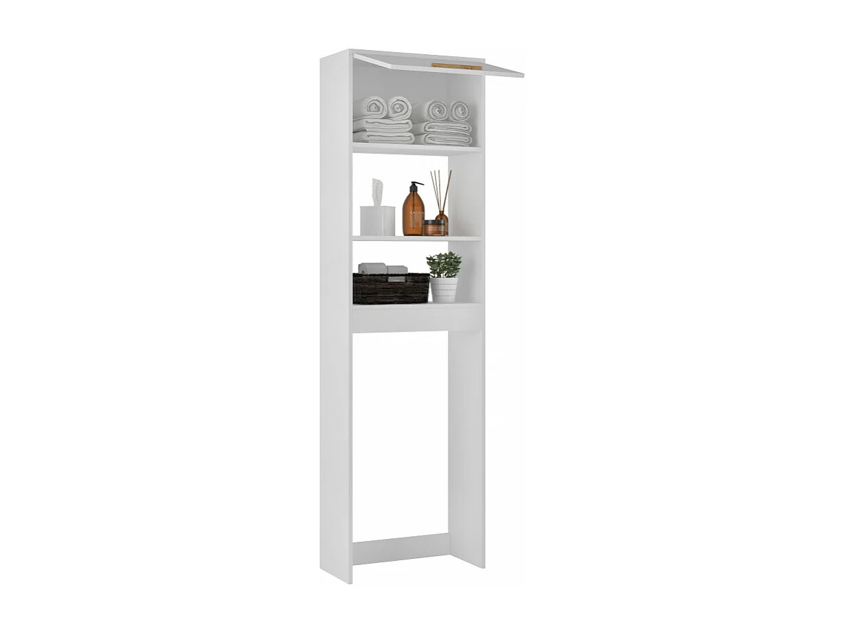 Meuble WC Blanc 1 Abattant 182 cm 4 Niches