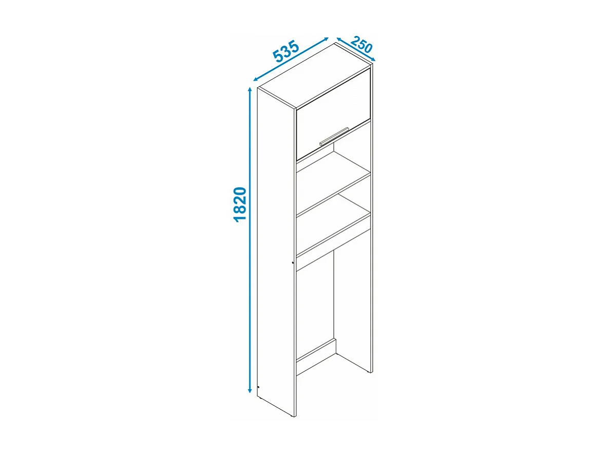 Meuble WC Blanc 1 Abattant 182 cm 4 Niches