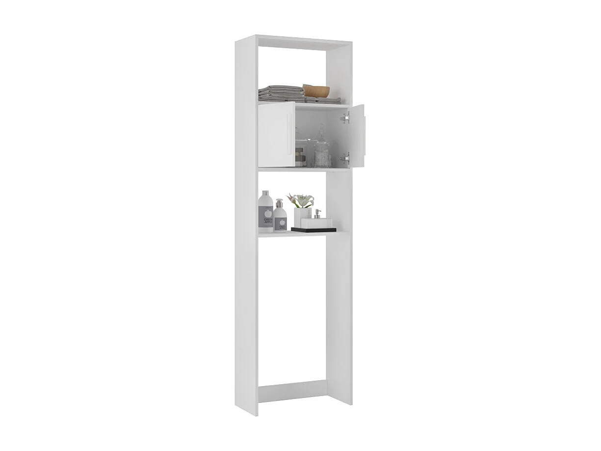 Armoire WC 2 Portes Blanches 182 cm 4 Niches