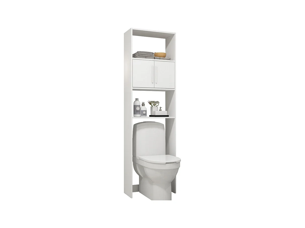 Armoire WC 2 Portes Blanches 182 cm 4 Niches
