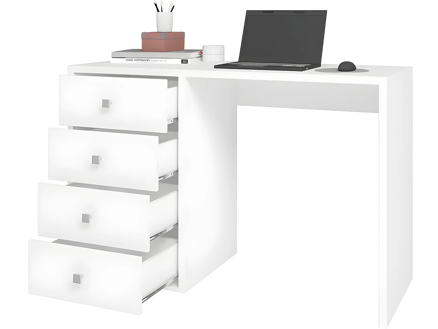 Bureau Blanc 4 Tiroirs 120 cm Office