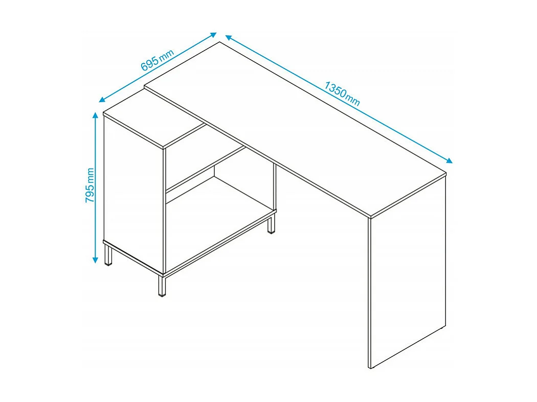 Bureau d'Angle Blanc et Meuble de Rangement 2 Niches