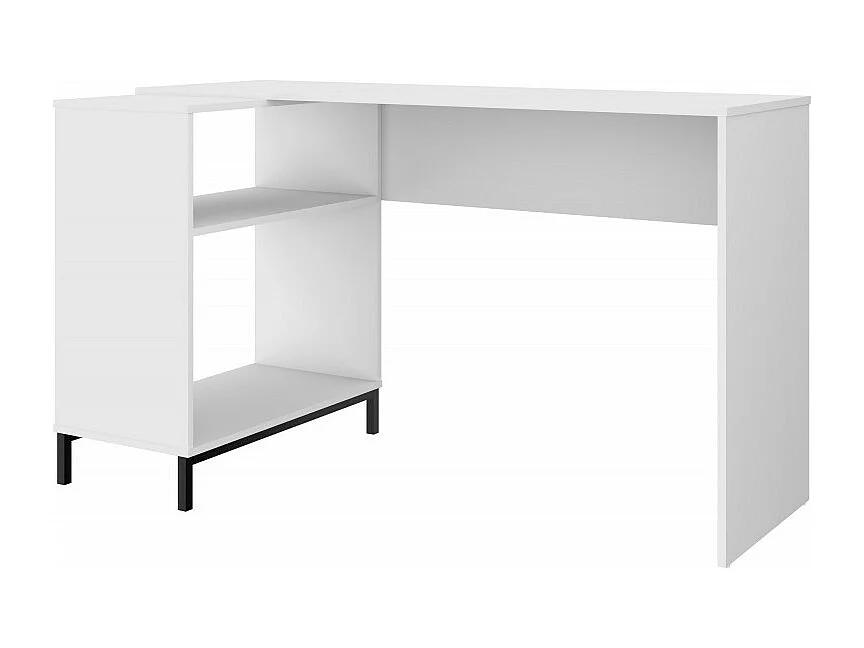 Bureau d'Angle Blanc et Meuble de Rangement 2 Niches