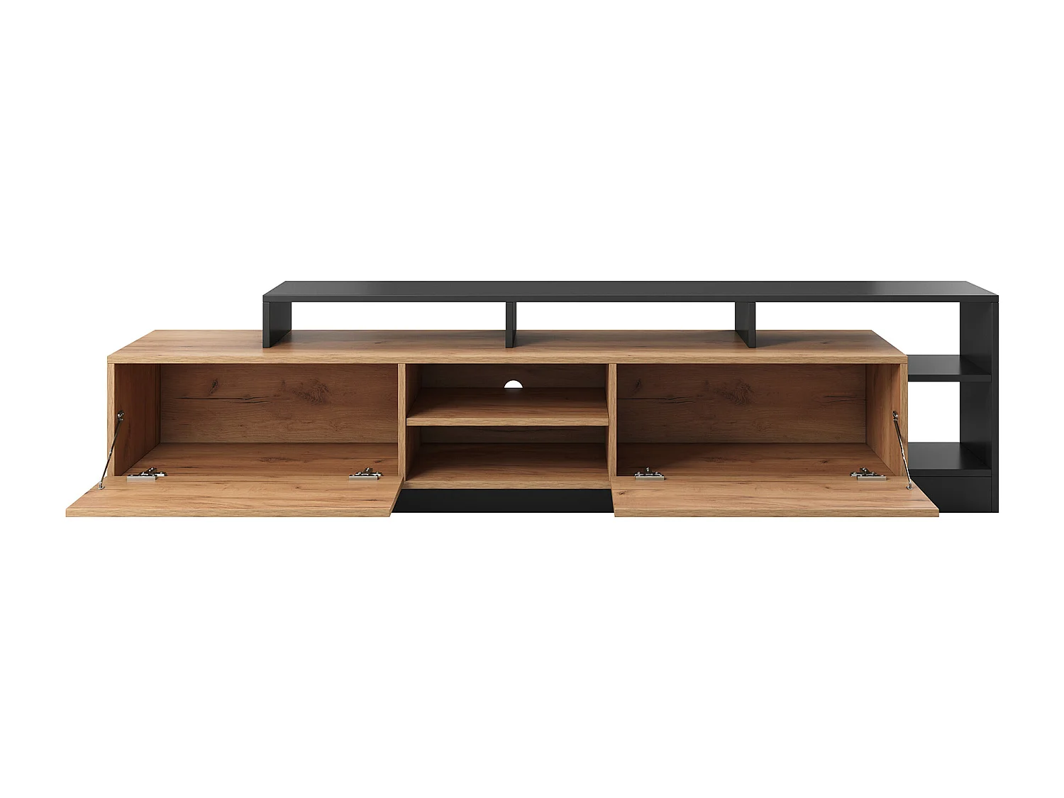 Mobile TV 2 ante e 6 nicchie con LED Naturale chiaro e Antracite - IDESIA