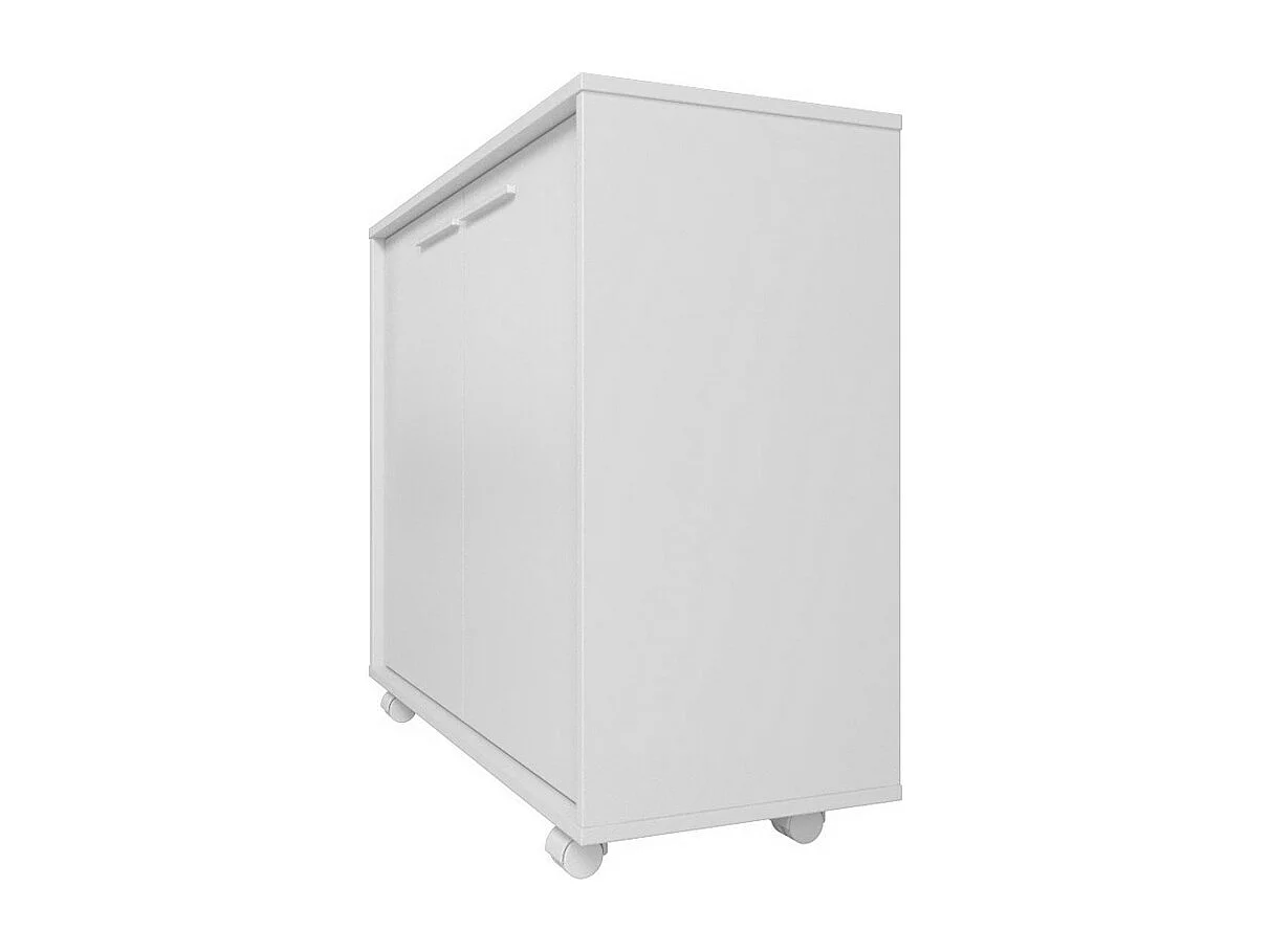 Buffet Armoirette 2 Portes 4 Niches Blanc L 90 cm sur Roulettes