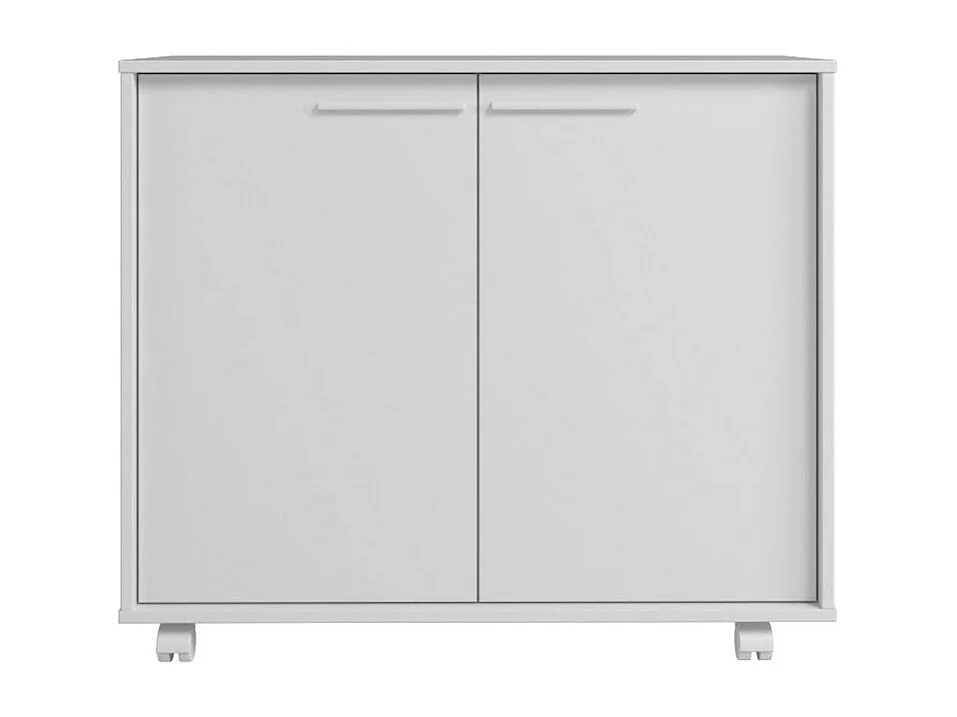 Buffet Armoirette 2 Portes 4 Niches Blanc L 90 cm sur Roulettes