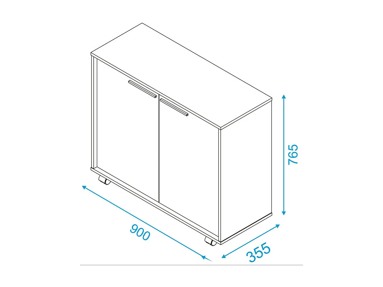 Buffet Armoirette 2 Portes 4 Niches Blanc L 90 cm sur Roulettes