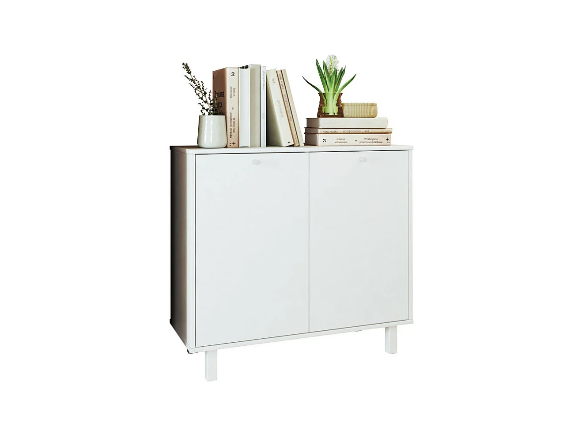 Buffet Armoire 2 Portes 4 Niches Blanc L 90 H 82.5 P 35.5 cm