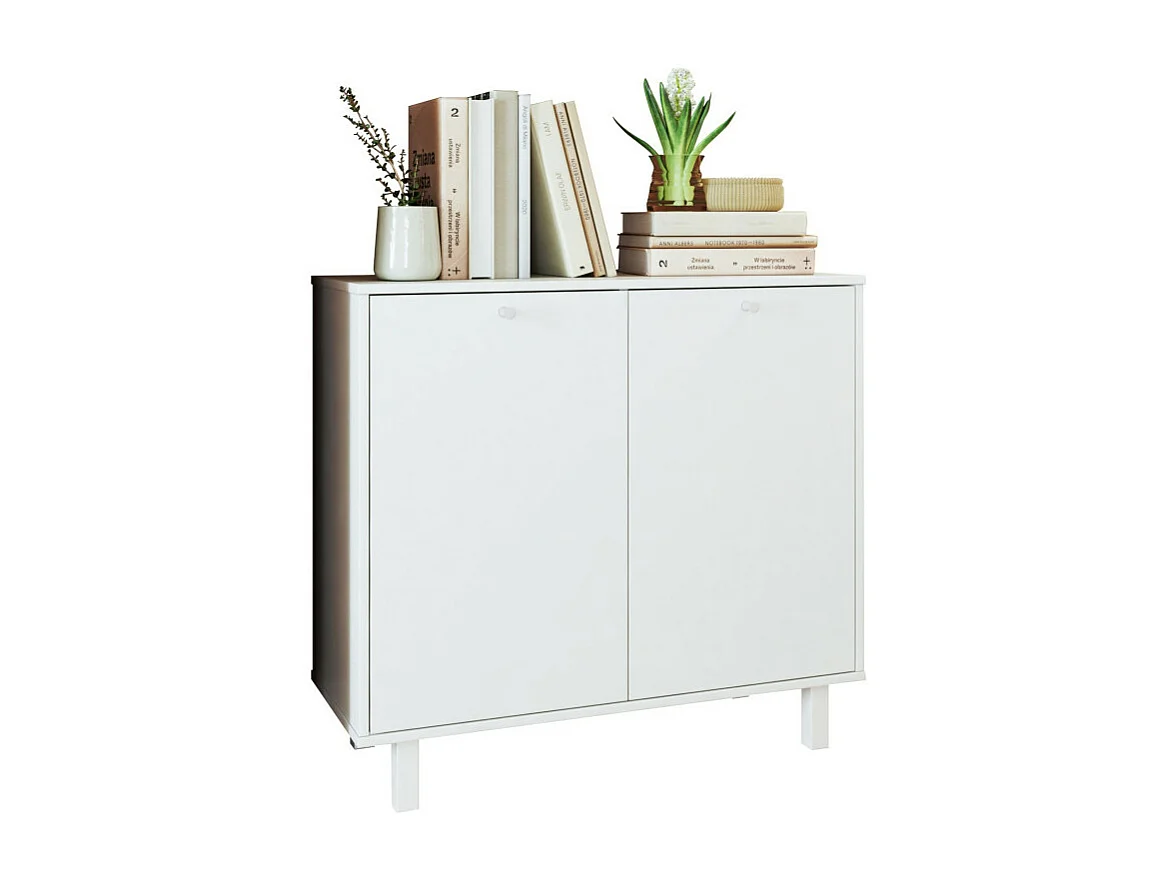 Buffet Armoire 2 Portes 4 Niches Blanc L 90 H 82.5 P 35.5 cm