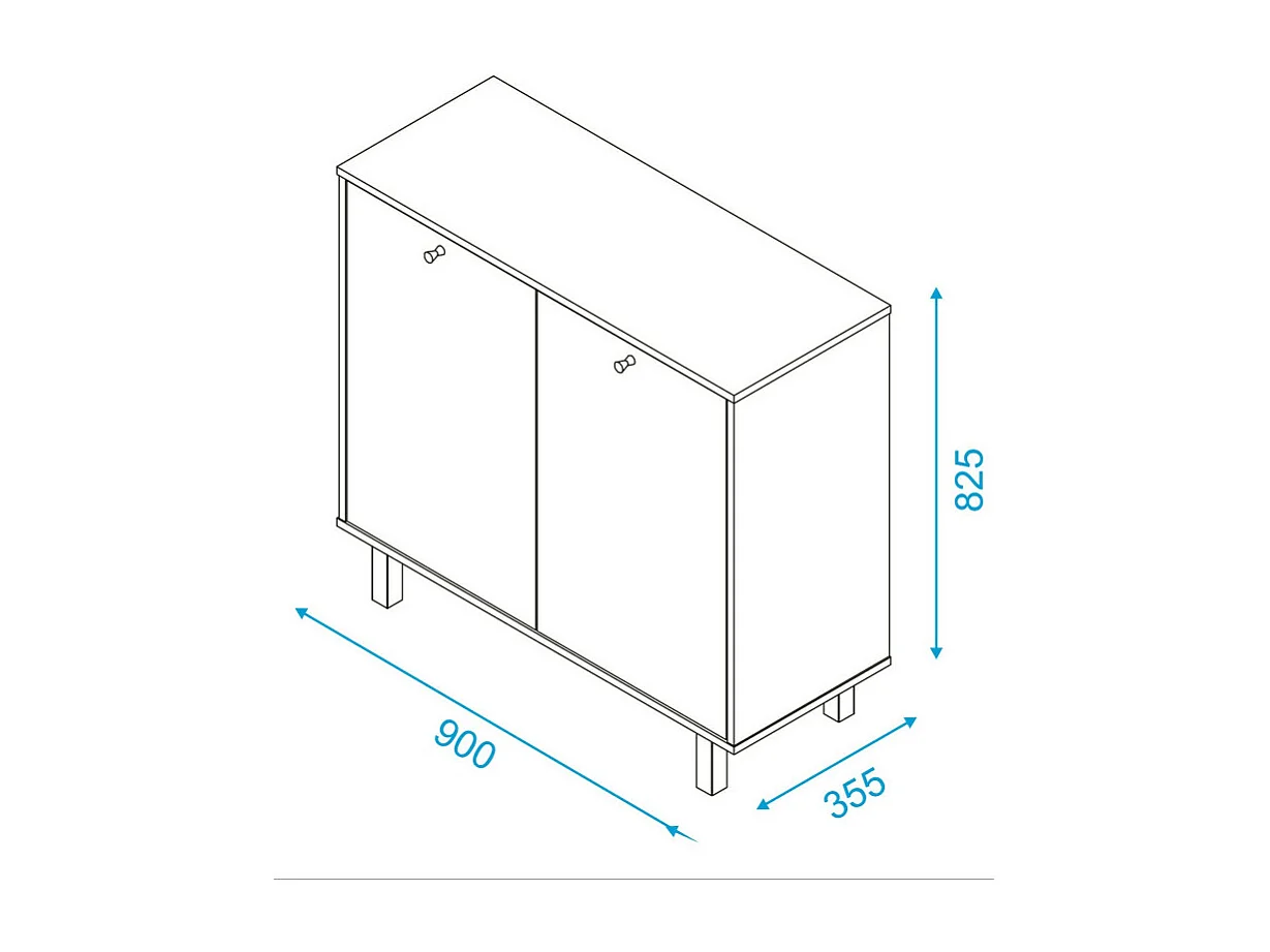 Buffet Armoire 2 Portes 4 Niches Blanc L 90 H 82.5 P 35.5 cm