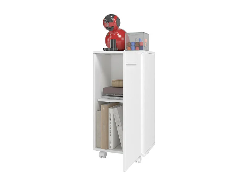 Caisson Roulant de Rangement Blanc 1 Porte H 77 cm