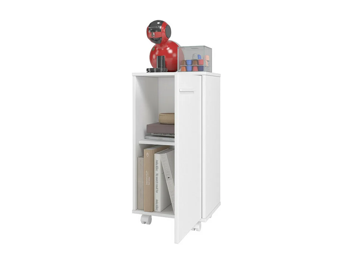 Caisson Roulant de Rangement Blanc 1 Porte H 77 cm