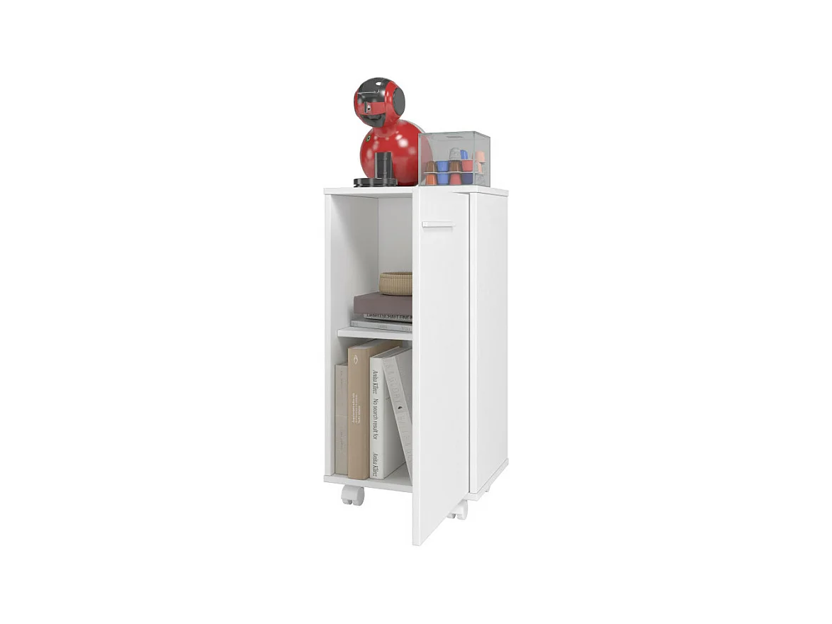 Caisson Roulant de Rangement Blanc 1 Porte H 77 cm
